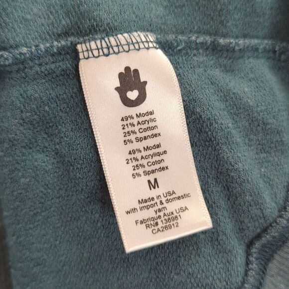 Spiritual Gangster Top Womens Medium Green Split Back Sweatshirt Lightweight - Picture 6 of 9